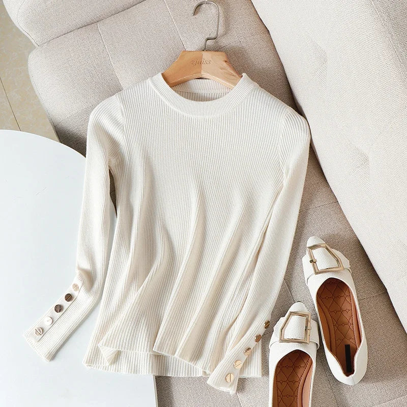 Button O-Neck Sweater